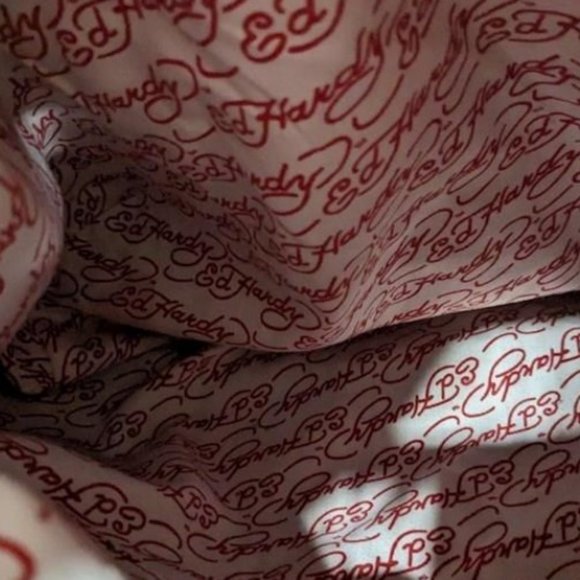 ED HARDY RED SUEDE LEATHER SHOULDER BAG - Picture 4 of 6